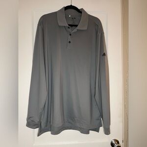 adidas Men’s Long-Sleeve Polo in Gray